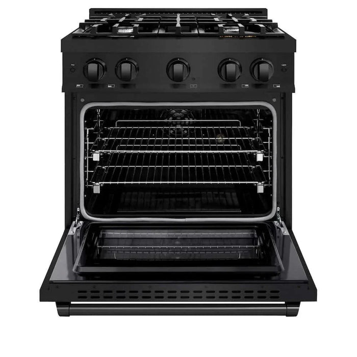 ZLINE 30" Select Dual Fuel Range Gas Cooktop Electric Convection Oven Black Stainless Steel HDRB-3009K