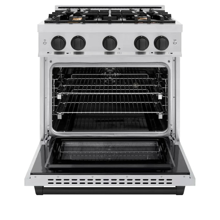 ZLINE 30" Select Dual Fuel Range Gas Cooktop Electric Convection Oven Stainless Steel Matte Black HDRZ-30-MB09K
