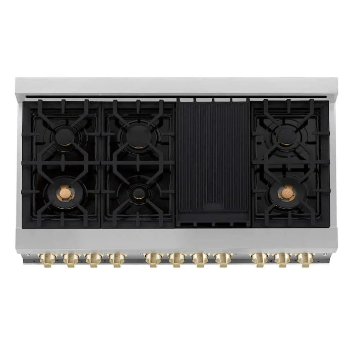 ZLINE 48" Autograph Dual Fuel Range, Black, Bronze, RAZ-BLM-48-CB09K