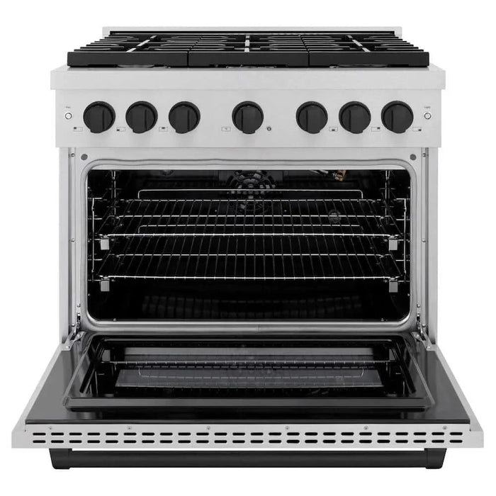 ZLINE 36"Gas Range, Convection Gas Oven, DuraSnow® Matte Black, SGRSZ-36-MB09K