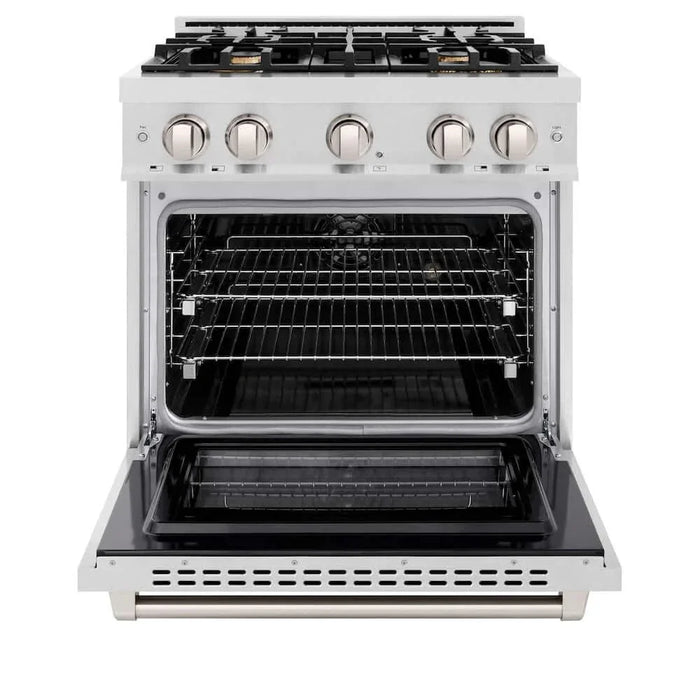 ZLINE 30" Select Gas Range Convection Gas Oven DuraSnow® Stainless Steel Brass Burners HGRS-BR-3009K