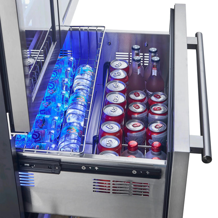 FORNO Campania 32" 120 Bottle Triple Zone French Door Wine Cooler FWCDR6635-32S09K