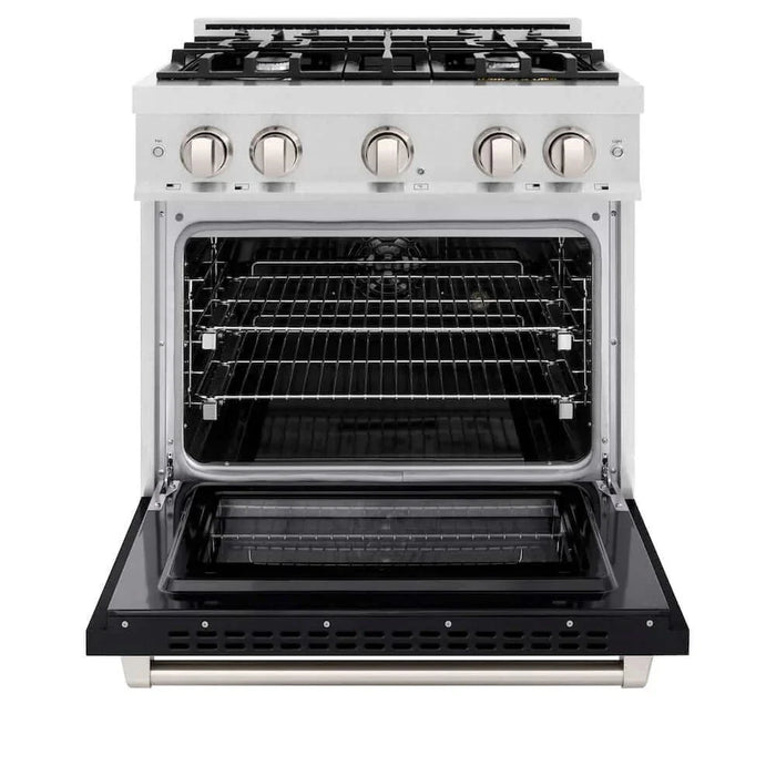 ZLINE 36" Select Dual Fuel Range Gas Cooktop Electric Convection Oven DuraSnow® Stainless Steel Black Matte Door HDRS-BLM-3609K