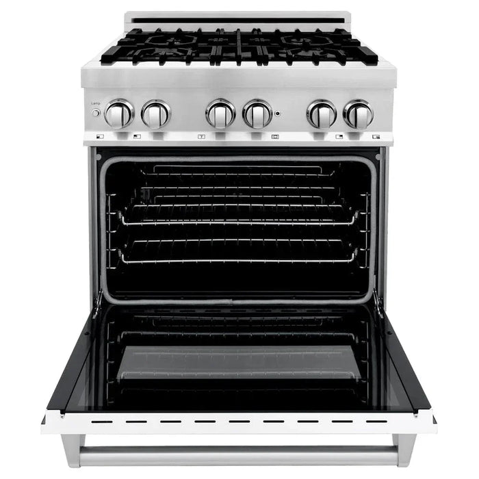 ZLINE 30" Professional Dual Fuel Range, White Matte Door, Griddle RA-WM-GR-3009K
