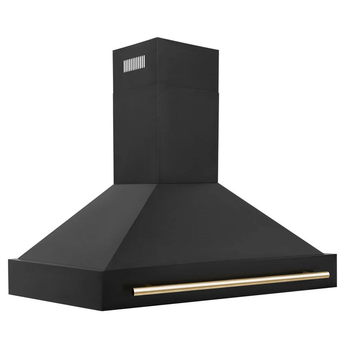 ZLINE Autograph Edition 48"Kitchen Package, Black Stainless Steel Dual Fuel Range, Range Hood, Dishwasher and Refrigeration, 4AKPR-RABRHDWV48-G09K