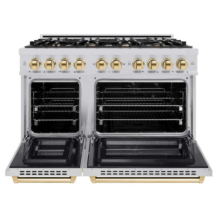 ZLINE 48" Select Dual Fuel Range Gas Cooktop Electric Convection Oven Stainless Steel Gold HDRZ-48-G09K