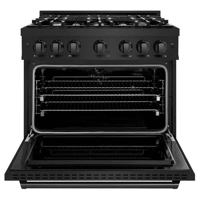 ZLINE 36" Classic Gas Range, Convection Gas Oven Black Stainless Steel, CGRB-3609K