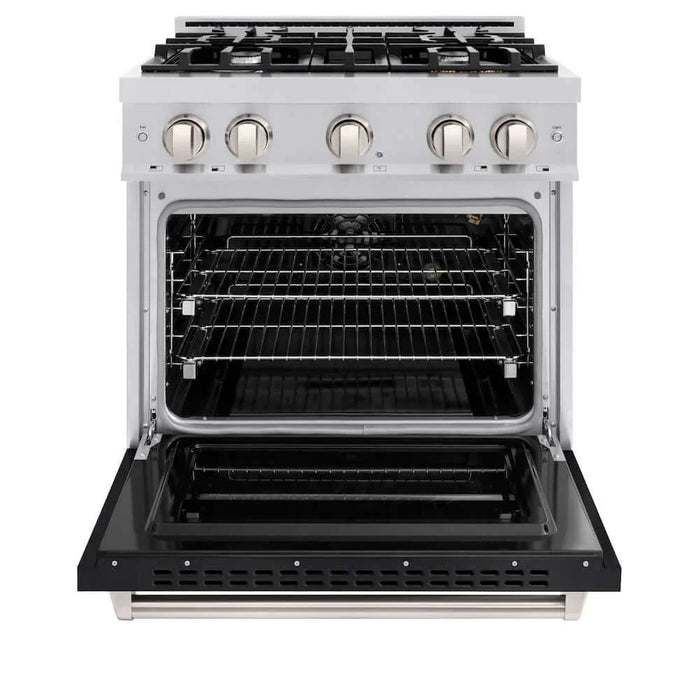 ZLINE 30"Classic Gas Range, Convection Gas Oven, Stainless Steel, Black Matte Door CGR-BLM-3009K