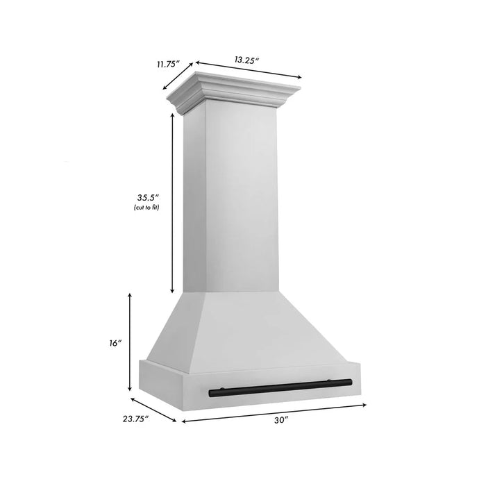 ZLINE 30" Autograph Stainless Wall Range Hood, White, 8654STZ-30-MB09K
