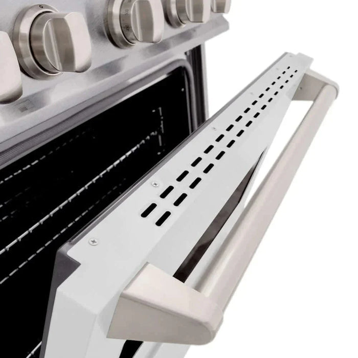 ZLINE 30"Classic Gas Range, Convection Gas Oven, DuraSnow® Stainless Steel, White Matte Door CGRS-WM-3009K