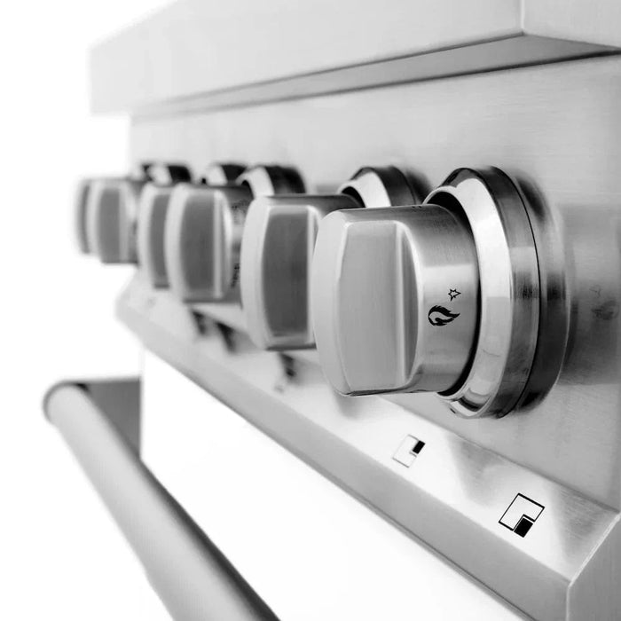 ZLINE 30" Professional Dual Fuel Range, White Matte Door, Griddle RA-WM-GR-3009K
