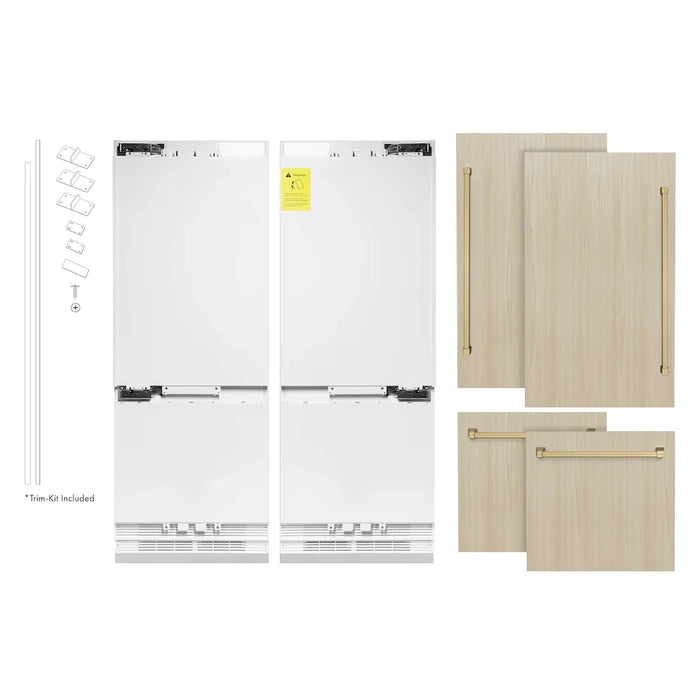 ZLINE Autograph Edition 60" Panel Ready Built-In Bottom Freezer Refrigerator, Water Dispenser, Ice Maker, Accents RBIVZ-60-CB09K