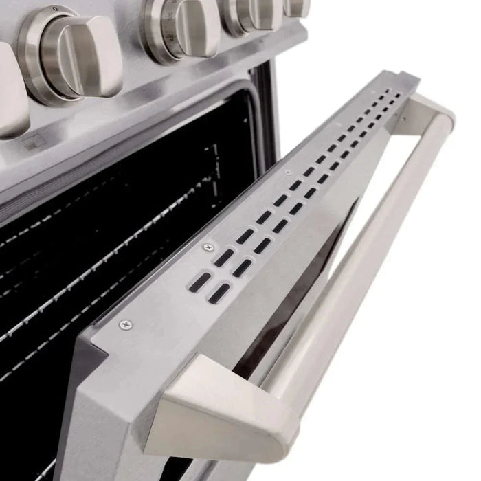 ZLINE 30" Dual Fuel Range, Gas Cooktop, Electric Convection Oven DuraSnow® Stainless Steel, Brass Burners CDRS-BR-3009K