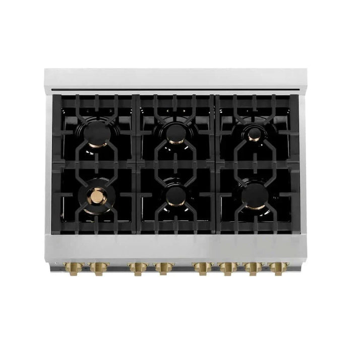 ZLINE 36" Autograph Dual Fuel Range, Black, Bronze, RAZ-BLM-36-CB09K