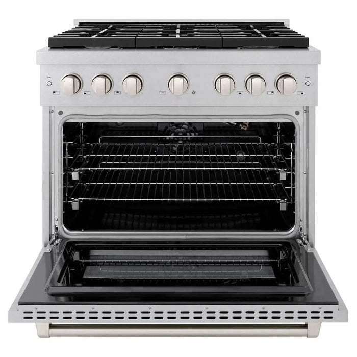 ZLINE 36"Gas Range, Convection Gas Oven , DuraSnow® Brass Burners, SGRS-BR-3609K