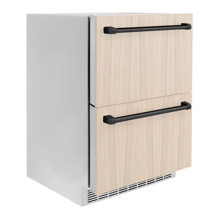ZLINE 24" Touchstone 168 Can Outdoor-Rated Dual Refrigerator Drawer, Panel Matte Black, RDSPOZ-24-MB09K