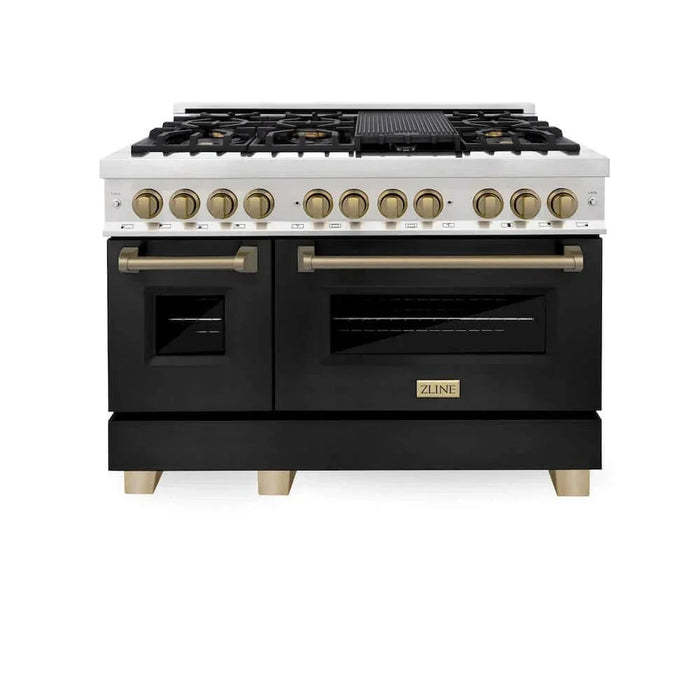 ZLINE 48" Autograph Dual Fuel Range, Black, Bronze, RAZ-BLM-48-CB09K