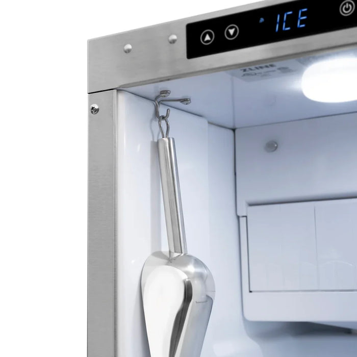 ZLINE Autograph Edition 15" Touchstone Gourmet Ice Maker, Drain Pump, Black Stainless Steel Door, Helix Handle IGMDZ-BS-15-KCB09K