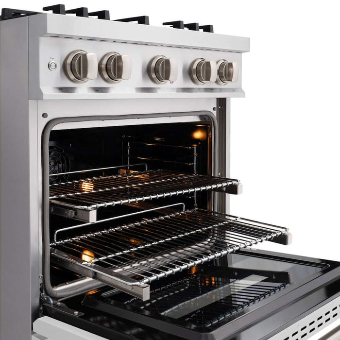 ZLINE 30" Dual Fuel Range, Gas Cooktop, Electric Convection Oven Stainless Steel, White Matte Door CDR-WM-3009K