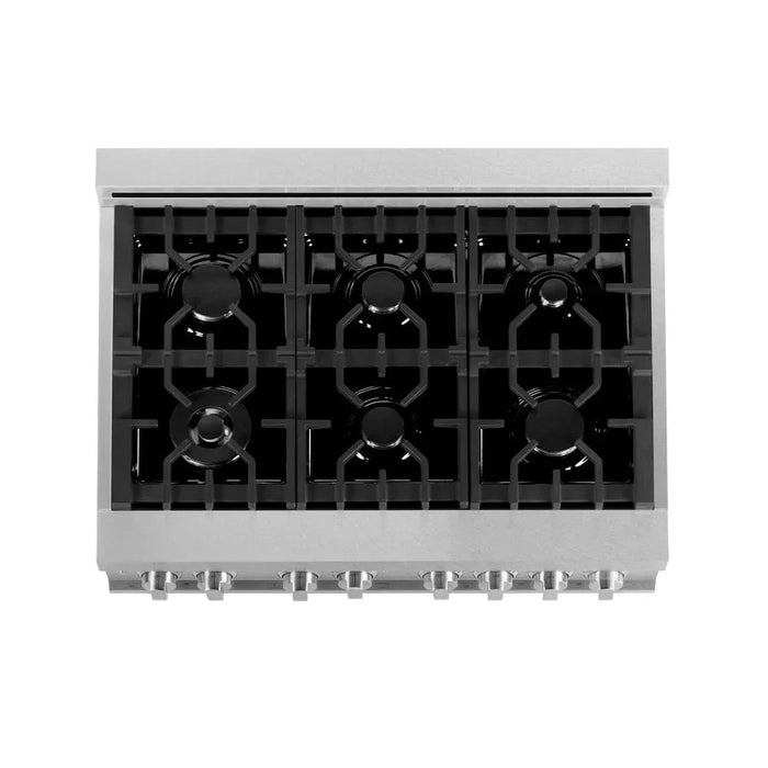 ZLINE 36" Dual Fuel Range, Snow Stainless, Snow Stainless Door, Griddle RAS-SN-GR-3609K