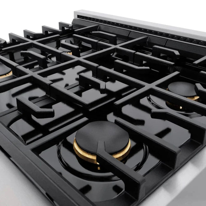 ZLINE 30"Paramount Dual Fuel Range Stainless Steel, Brass Burner, SDR-BR-3009K
