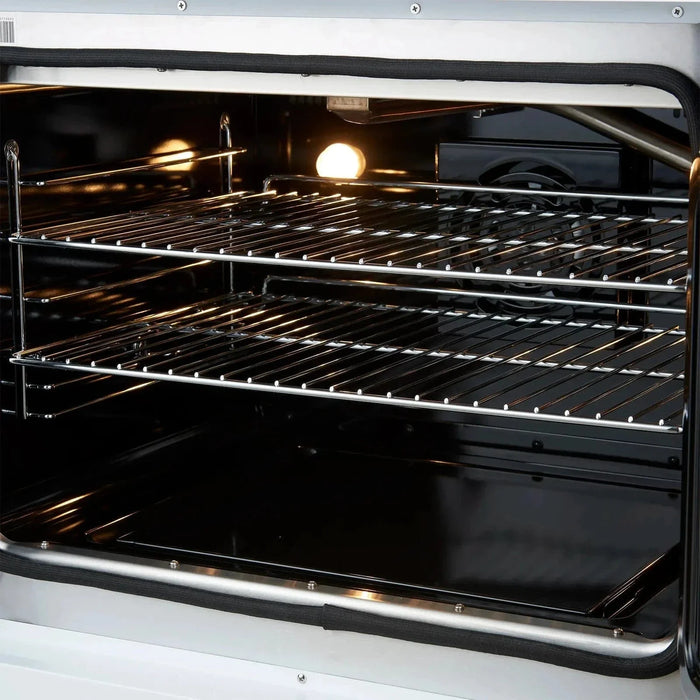 Forno Galiano 30"French Door Dual Fuel Range 5 Gas Burners, Electric Convection Oven White, Antique Brass Trim, FFSGS6356-30WHT09K
