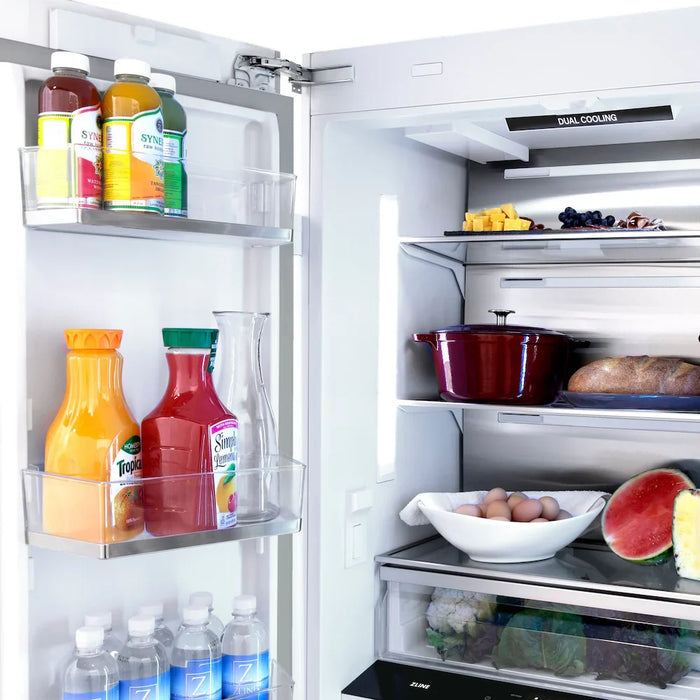 ZLINE Autograph Edition 36" Panel Ready Built-In Bottom Freezer Refrigerator, Water Dispenser, Ice Maker, Accents RBIVZ-36-CB09K