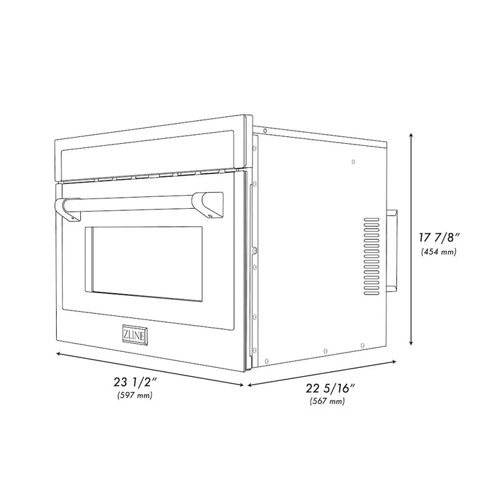 ZLINE Autograph Edition 24" Built-in Convection Microwave Oven, Stainless Steel, Helix Handle MWOZ-24-KCB09K