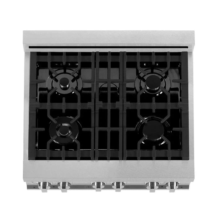 ZLINE 30" Dual Fuel Range, Snow Stainless, Snow Stainless Door, Griddle RAS-SN-GR-3009K