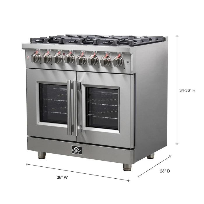 FORNO Massimo 36" French Door Dual Fuel Range FFSGS6325-3609K