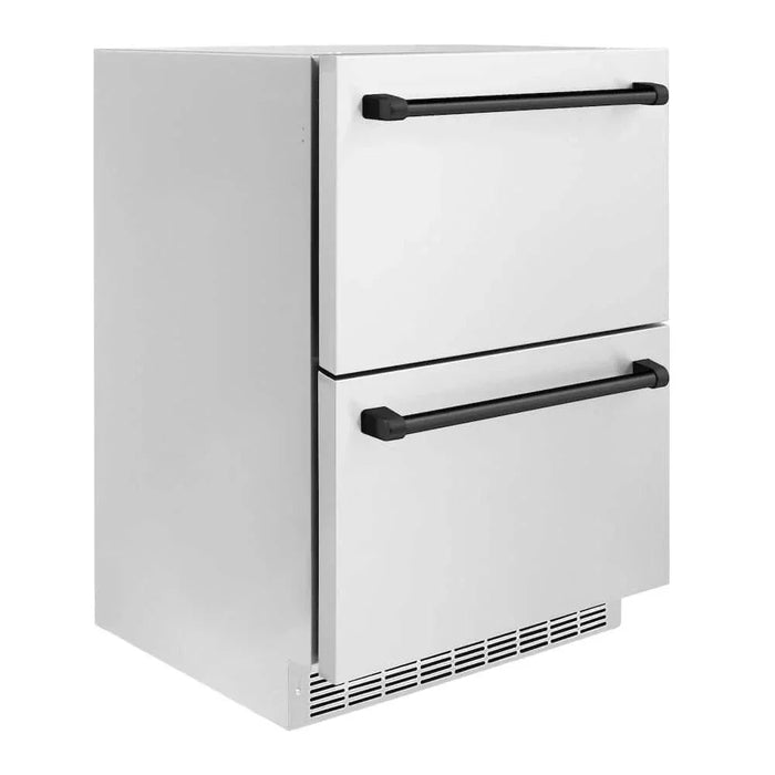 ZLINE 24" Touchstone 168 Can Outdoor-Rated Dual Refrigerator Drawer, Matte Black, RDSOZ-ST-24-MB09K