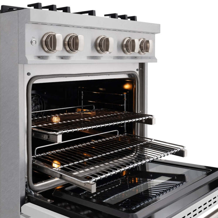 ZLINE 30" Dual Fuel Range, Gas Cooktop, Electric Convection Oven DuraSnow® Stainless Steel, White Matte Door CDRS-WM-3009K