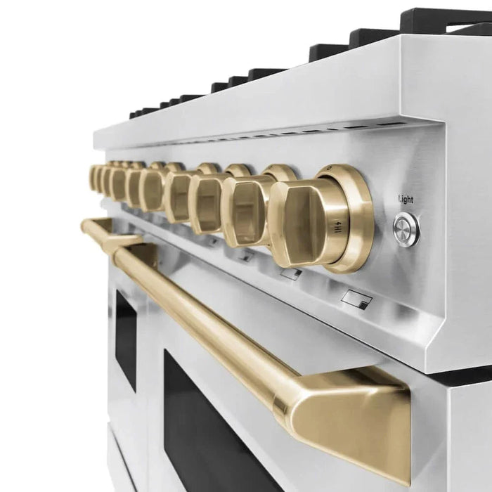 ZLINE 48" Dual Fuel Range, Gas Cooktop, Electric Convection Oven Stainless Steel, Champagne Bronze CDRZ-48-CB09K