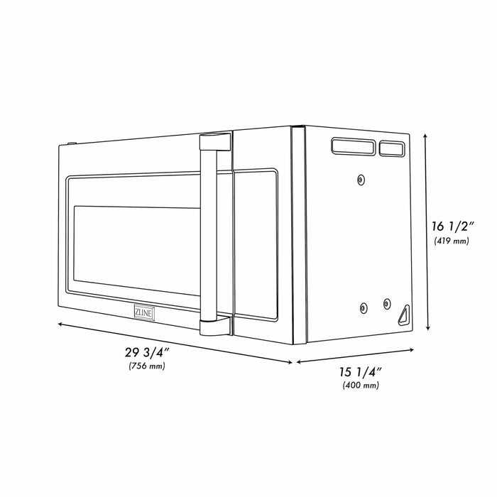 ZLINE 30" Recirculating Over the Range Convection Microwave Oven with Traditional Handle and Charcoal Filters in Fingerprint Resistant Stainless Steel MWO-OTRCFH-30-SS09K