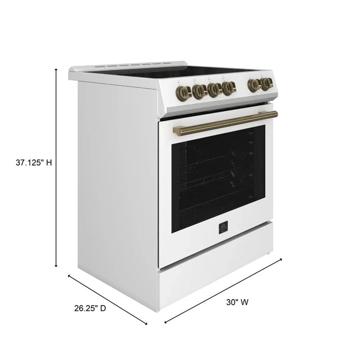 FORNO Espresso Leonardo 30" Electric Range, FFSEL6012-30WHT09K
