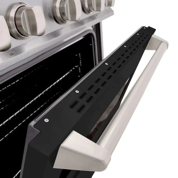 ZLINE 30" Dual Fuel Range, Gas Cooktop, Electric Convection Oven DuraSnow®Stainless Steel, Black Matte Door CDRS-BLM-3009K