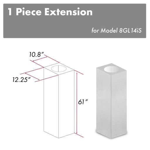 ZLINE 61" Snow Finished Stainless Steel Chimney Extension For Ceilings Up To 12.5 Ft. (8GL14iS-E) - Farmhouse Kitchen and Bath