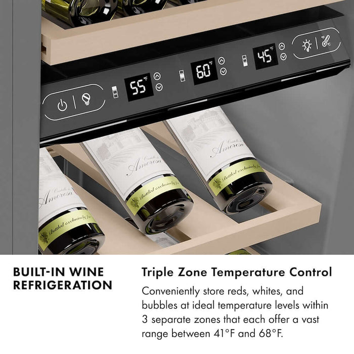 ZLINE 18"Triple Zone 68 Bottle Right Hinge Column Wine Cooler, Stainless Steel Polished Gold RCWVRZ-30418-G09K