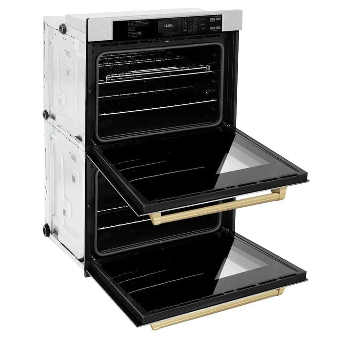 ZLINE 30"Professional True Convection Double Wall Oven, Air Fry, Self Clean, DuraSnow® Champagne Bronze WADSZ-30-CB09K
