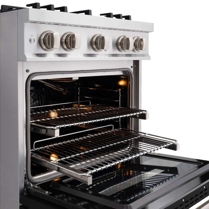 ZLINE 30"Classic Gas Range, Convection Gas Oven, Stainless Steel, Black Matte Door CGR-BLM-3009K