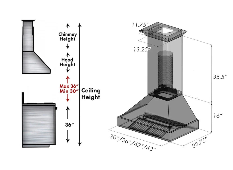 ZLINE 30" Bundle Range RAS-BLM-30 & Range Hood 8654BLM-30, 2KP-RASBLMRH3009K