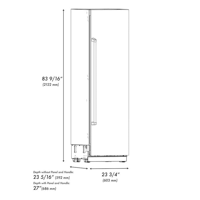 ZLINE 24" Column Refrigerator White Matte Stainless Steel, Graphite Gray Interior RCRV-WM-2409K