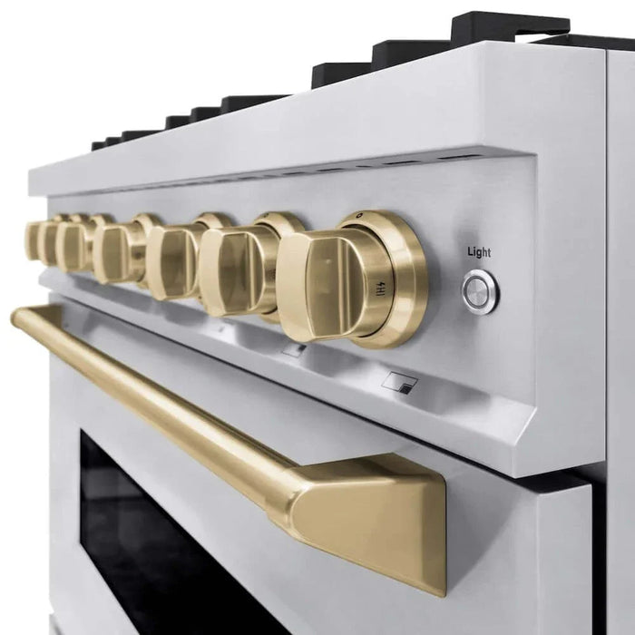 ZLINE 36" Classic Gas Range, Convection Gas Oven Stainless Steel, Champagne Bronze CGRZ-36-CB09K