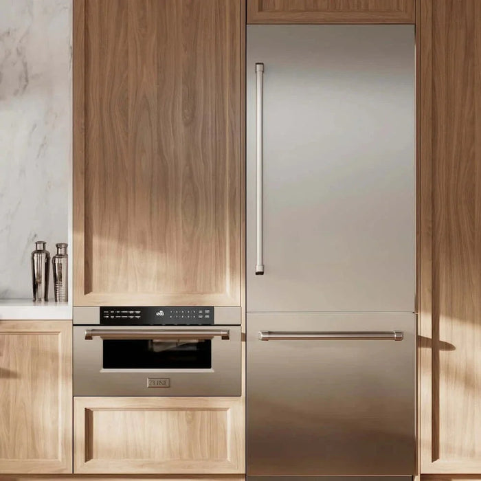 ZLINE 30" Panel Ready Built-In Bottom Freezer Refrigerator,Water Dispenser, Ice Maker,Graphite Gray, GRBIV-304-3009K
