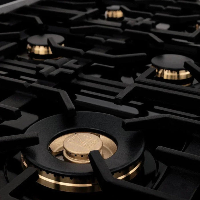 ZLINE 36" Dual Fuel Range, DuraSnow, Stainless, Brass Burners, Griddle RAS-SN-BR-GR-3609K