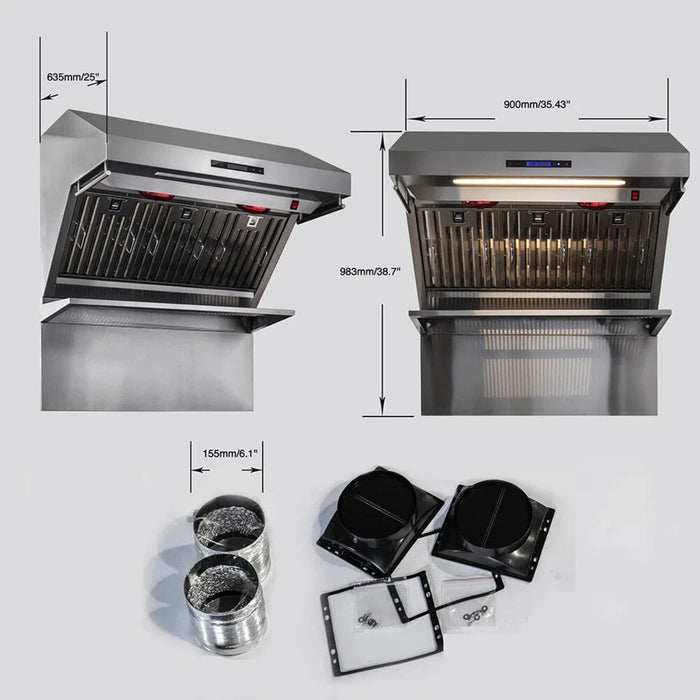Forno Savona - 36" Wall Mount Range Hood & Back Splash FRHWM5029-3609K