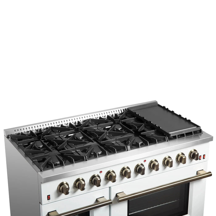 FORNO Galiano 48" Gas on Gas Range FFSGS6244-48WHT09K