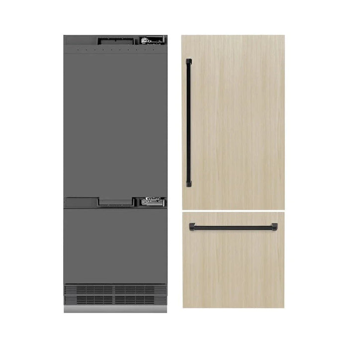 ZLINE 30" Panel Ready Built-In Bottom Freezer Refrigerator,Water Dispenser, Ice Maker,Graphite Gray, Matte Black GRBIVZ-30-MB09K