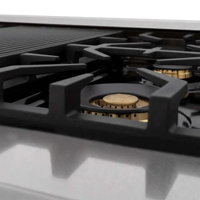 ZLINE 48" Autograph, Dual Fuel Range, Black Door, Gold, RASZ-BLM-48-G09K