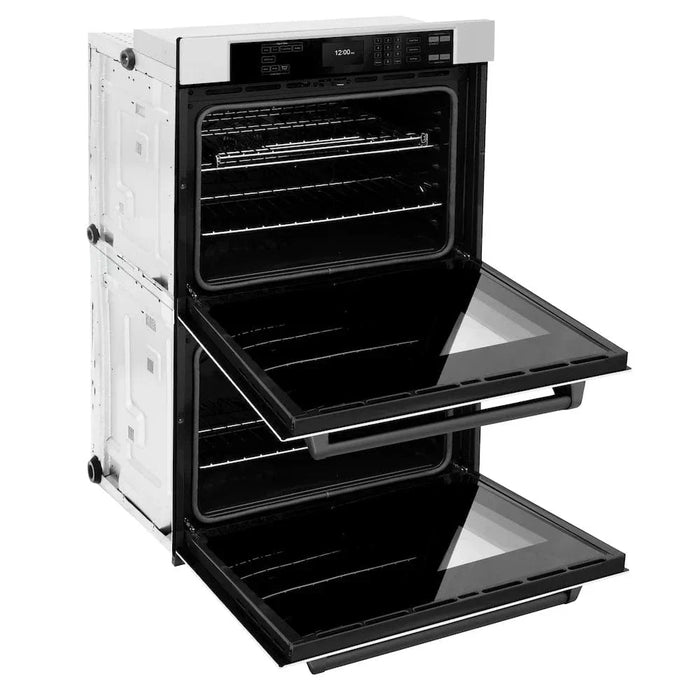 ZLINE 30"Professional True Convection Double Wall Oven, Air Fry, Self Clean, White Matte, Matte Black WADZ-WM-30-MB09K